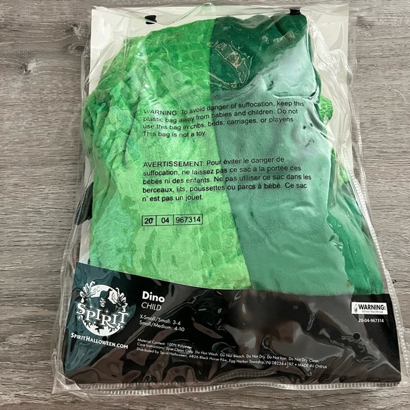 Spirit Halloween green Dino dinosaur costume child’s size sm/ md 4-10 - Picture 2 of 2